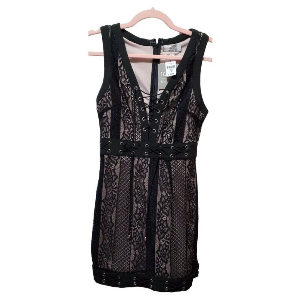 LF | Rumor Boutique | Mini Dress Woman A line Black Lace Up | MEDIUM
